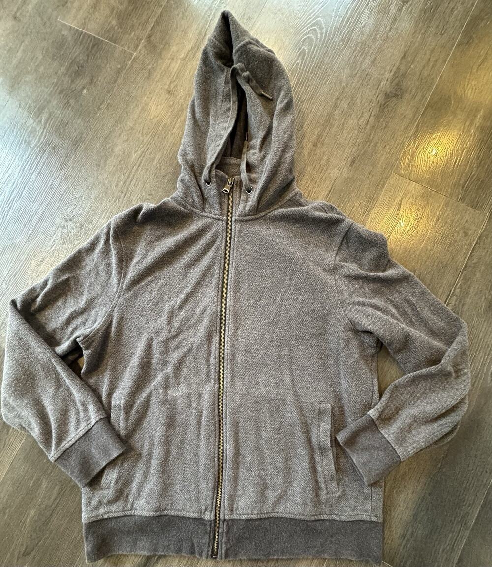 Banana Republic collared hoodie Sweater Mens Large Gray Zip Hoodie Cotton